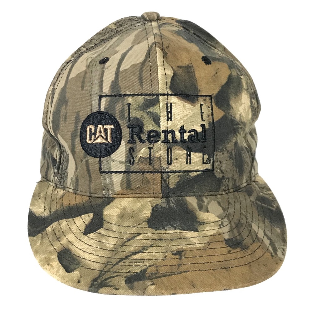 Vintage 80s 90s Cat Caterpillar Camo Snapback
